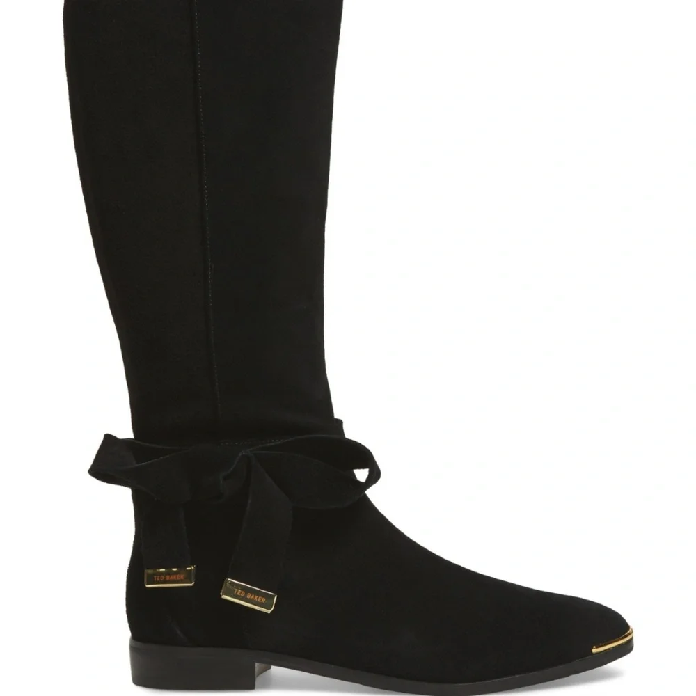 Designer NEW Tall Riding Boots Suede Leather OrthoLite Comfort BLACK 10 - Picture 2 of 13